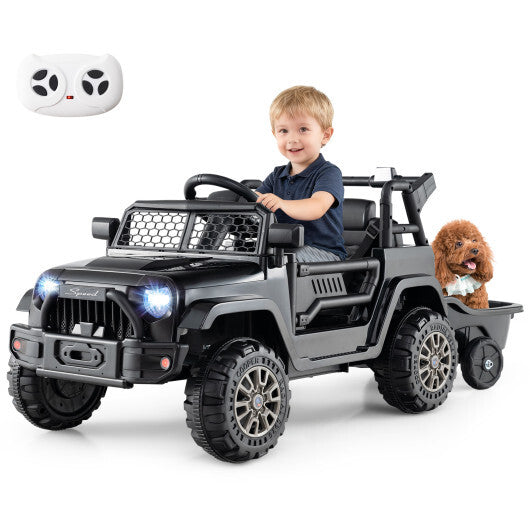 12V Kids Ride On UTV Car with Detachable Trailer-Black LuxuryLifeWay Online Store