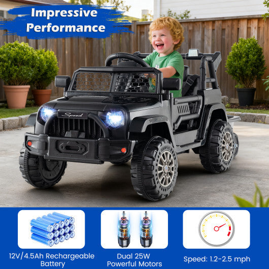 12V Kids Ride On UTV Car with Detachable Trailer-Black LuxuryLifeWay Online Store