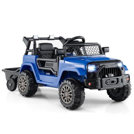 12V Kids Ride On UTV Car with Detachable Trailer-Black LuxuryLifeWay Online Store