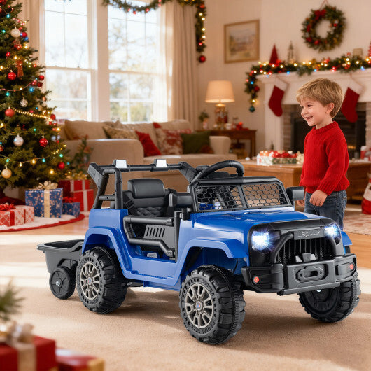 12V Kids Ride On UTV Car with Detachable Trailer-Black LuxuryLifeWay Online Store