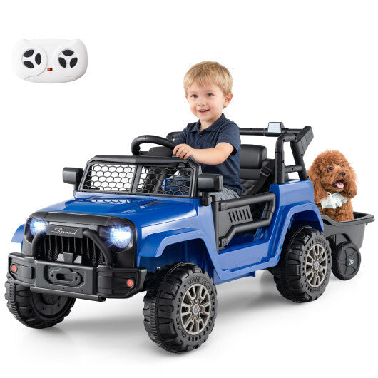 12V Kids Ride On UTV Car with Detachable Trailer-Black LuxuryLifeWay Online Store