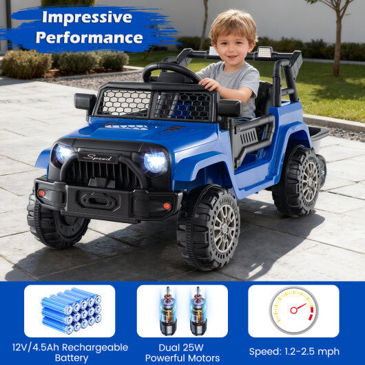 12V Kids Ride On UTV Car with Detachable Trailer-Black LuxuryLifeWay Online Store