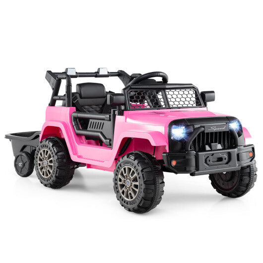 12V Kids Ride On UTV Car with Detachable Trailer-Black LuxuryLifeWay Online Store