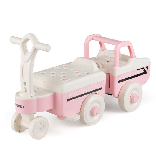 4 in 1 Ride on Push Car with Music and Under-Seat Storage for Boys Girls-Green LuxuryLifeWay Online Store