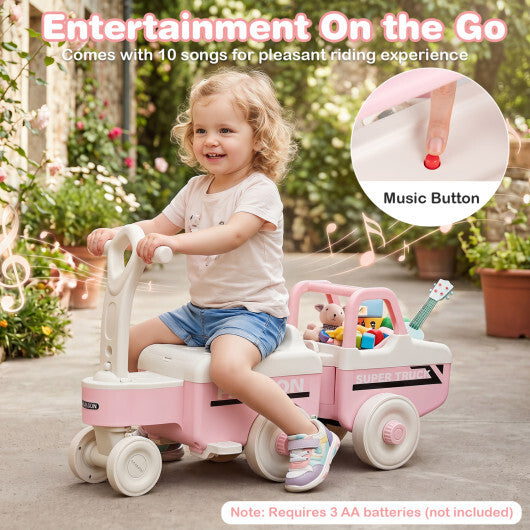 4 in 1 Ride on Push Car with Music and Under-Seat Storage for Boys Girls-Green LuxuryLifeWay Online Store