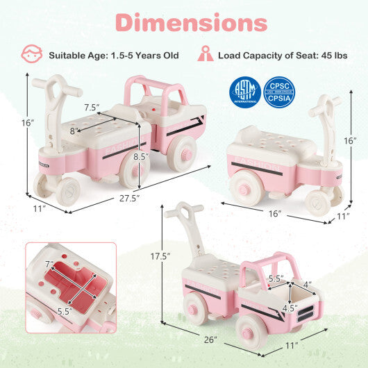 4 in 1 Ride on Push Car with Music and Under-Seat Storage for Boys Girls-Green LuxuryLifeWay Online Store