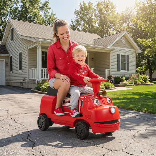 12V 2-Seater Kids Ride on Train with Height Adjustable Seat and Music Licensed Chuggington-Red LuxuryLifeWay Online Store