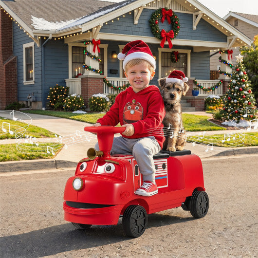 12V 2-Seater Kids Ride on Train with Height Adjustable Seat and Music Licensed Chuggington-Red LuxuryLifeWay Online Store