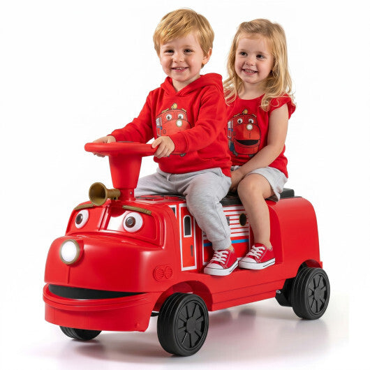 12V 2-Seater Kids Ride on Train with Height Adjustable Seat and Music Licensed Chuggington-Red LuxuryLifeWay Online Store