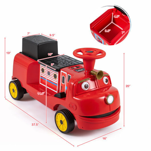 12V 2-Seater Kids Ride on Train with Height Adjustable Seat and Music Licensed Chuggington-Red LuxuryLifeWay Online Store