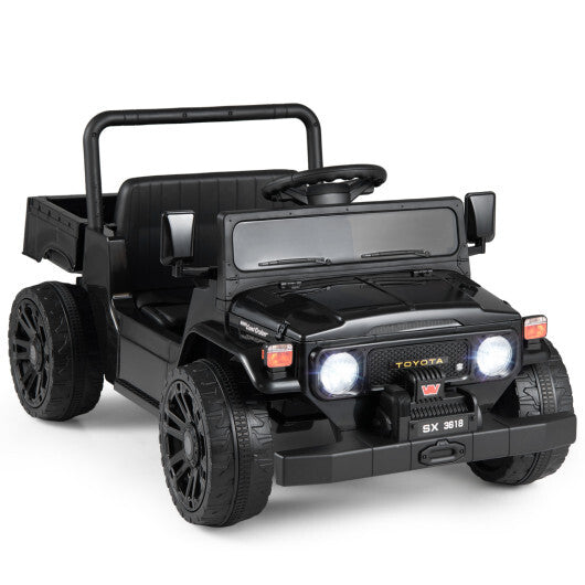 12V Electric Ride On Truck with Dump Bed and Music Licensed Toyota-Black - Color: Black LuxuryLifeWay Online Store