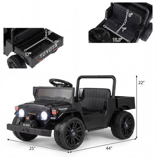 12V Electric Ride On Truck with Dump Bed and Music Licensed Toyota-Black - Color: Black LuxuryLifeWay Online Store
