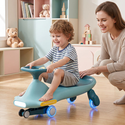 Wiggle Car for Kids with LED Flashing Wheels for Indoor Outdoor Play-Blue LuxuryLifeWay Online Store