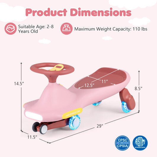 Wiggle Car for Kids with LED Flashing Wheels for Indoor Outdoor Play-Blue LuxuryLifeWay Online Store