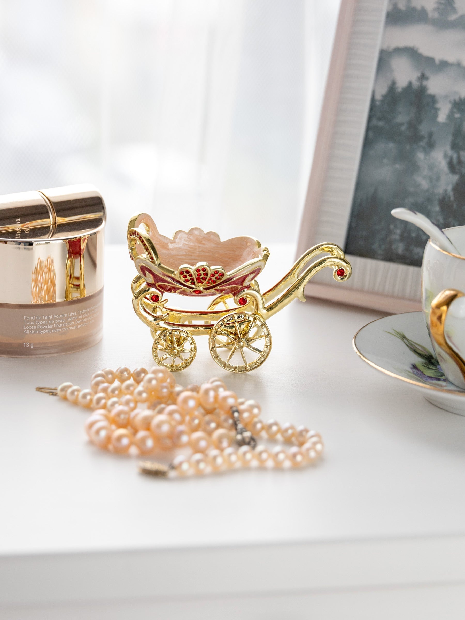 Red vintage Baby Carriage Trinket Box stroller LuxuryLifeWay Online Store