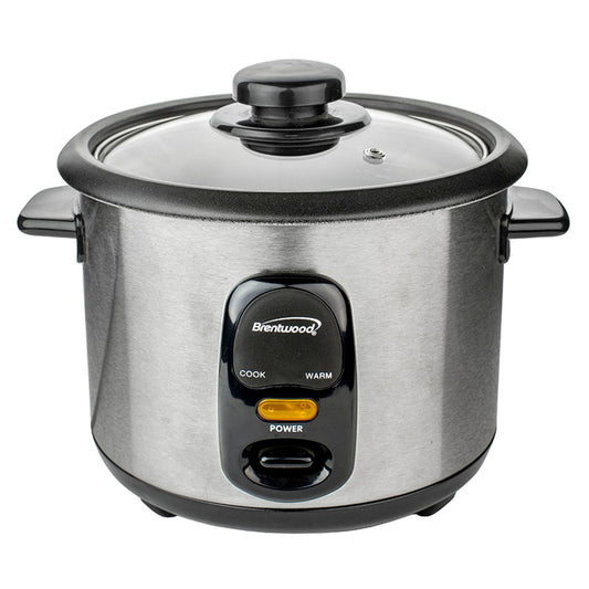 Brentwood 8 Cup Rice Cooker / Non-Stick with Steamer in Silver