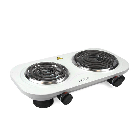 Brentwood Electric 1500W Double Burner - White LuxuryLifeWay Online Store