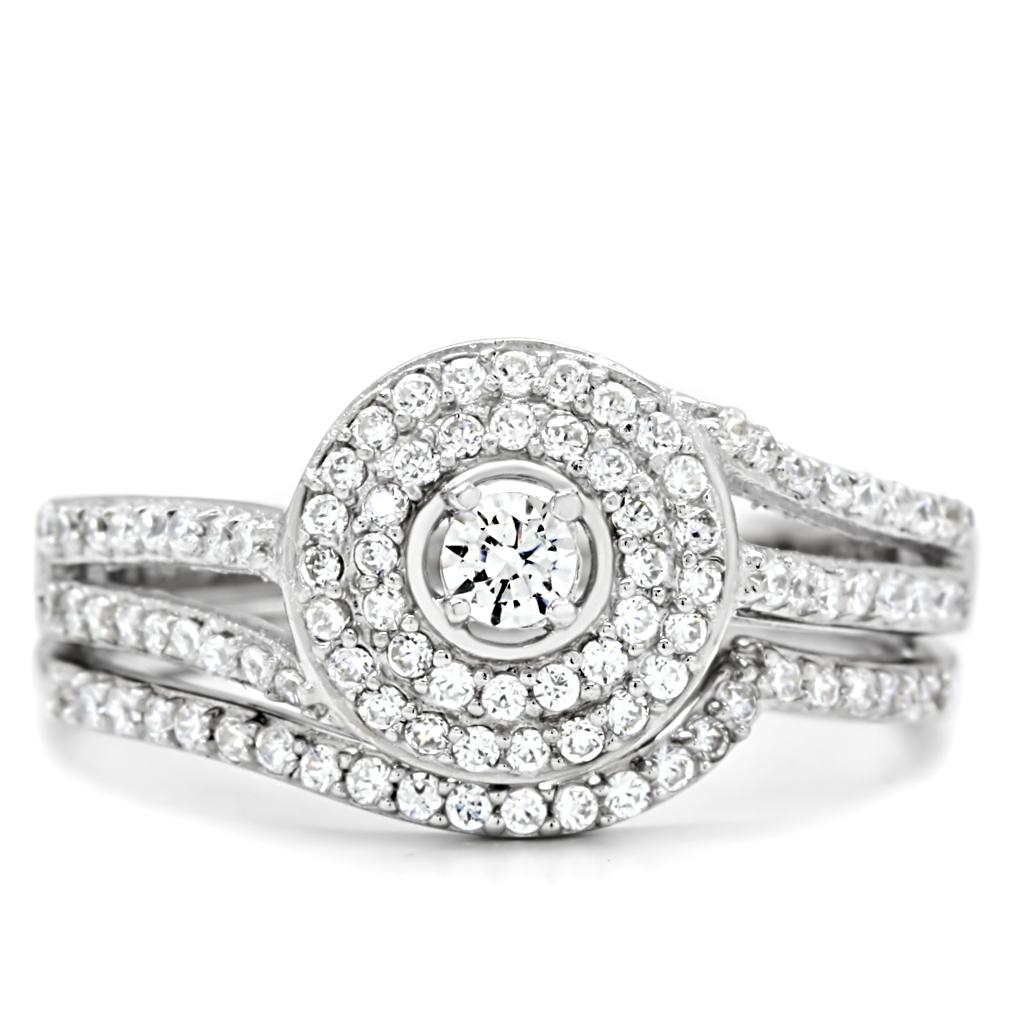 TS001 - Rhodium 925 Sterling Silver Ring with AAA Grade CZ  in Clear LuxuryLifeWay Online Store