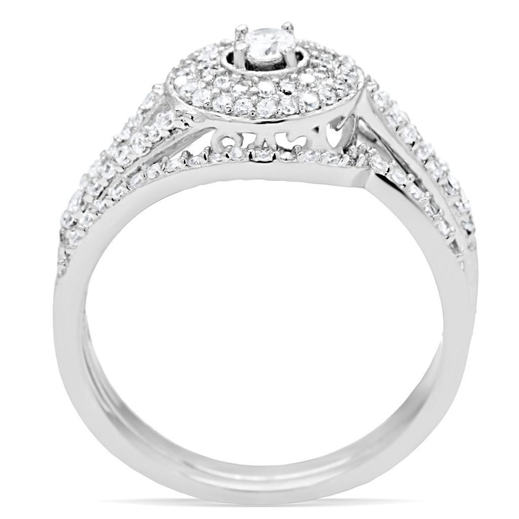 TS001 - Rhodium 925 Sterling Silver Ring with AAA Grade CZ  in Clear LuxuryLifeWay Online Store