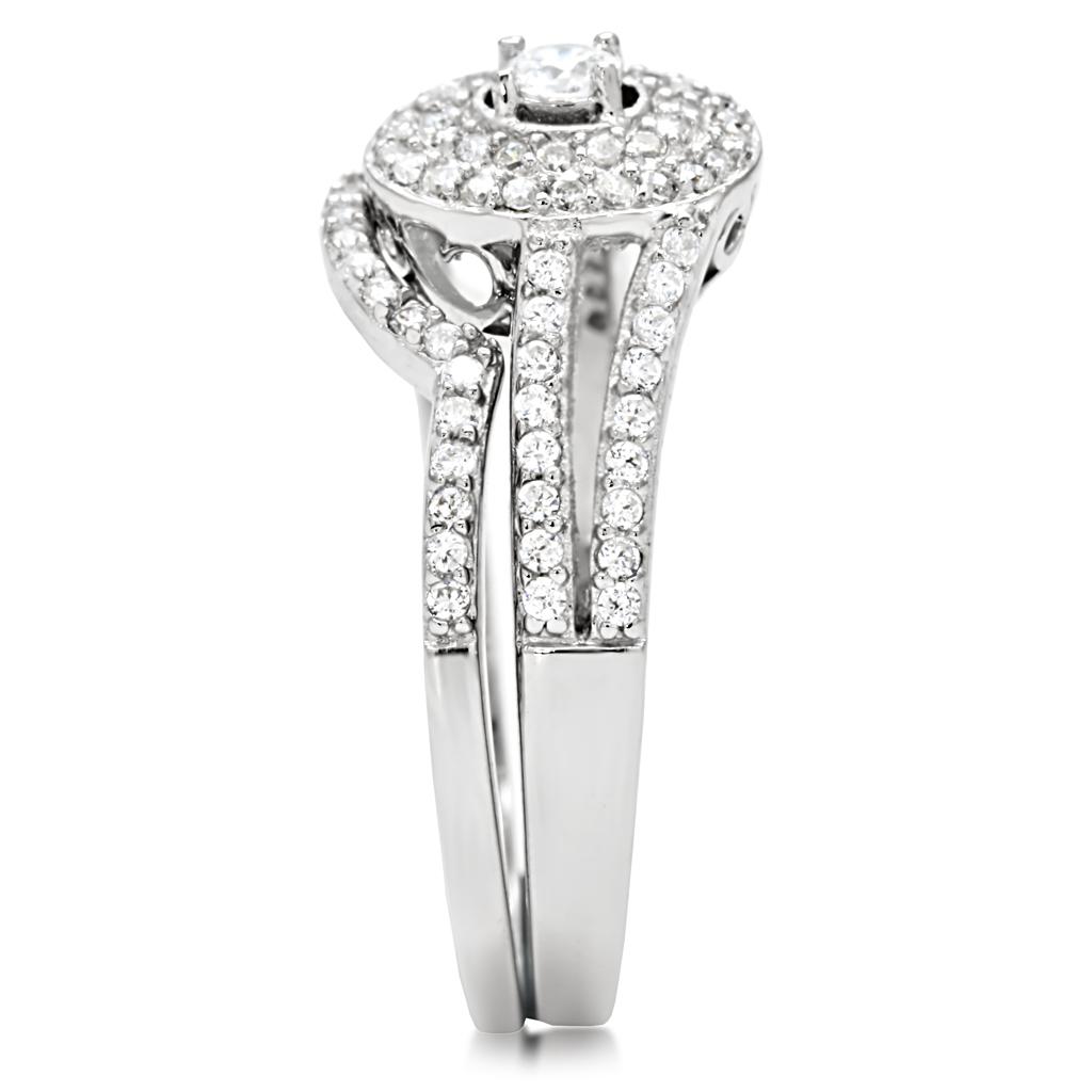 TS001 - Rhodium 925 Sterling Silver Ring with AAA Grade CZ  in Clear LuxuryLifeWay Online Store