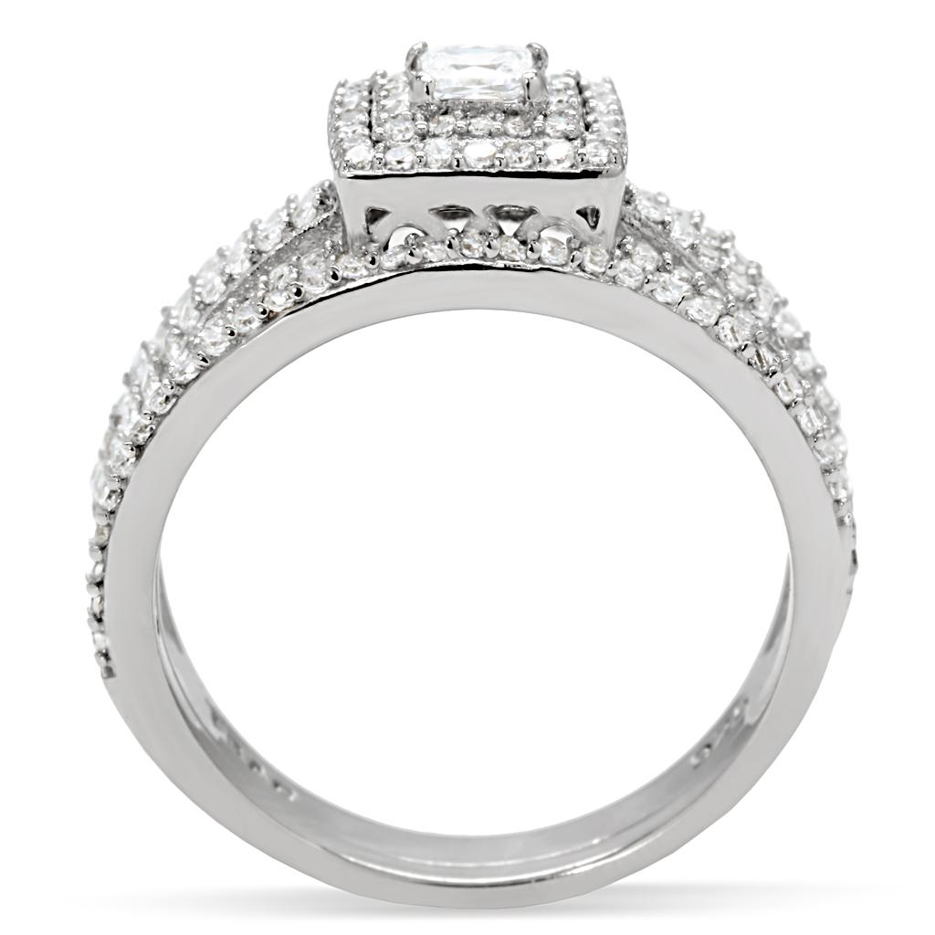 TS003 - Rhodium 925 Sterling Silver Ring with AAA Grade CZ  in Clear LuxuryLifeWay Online Store