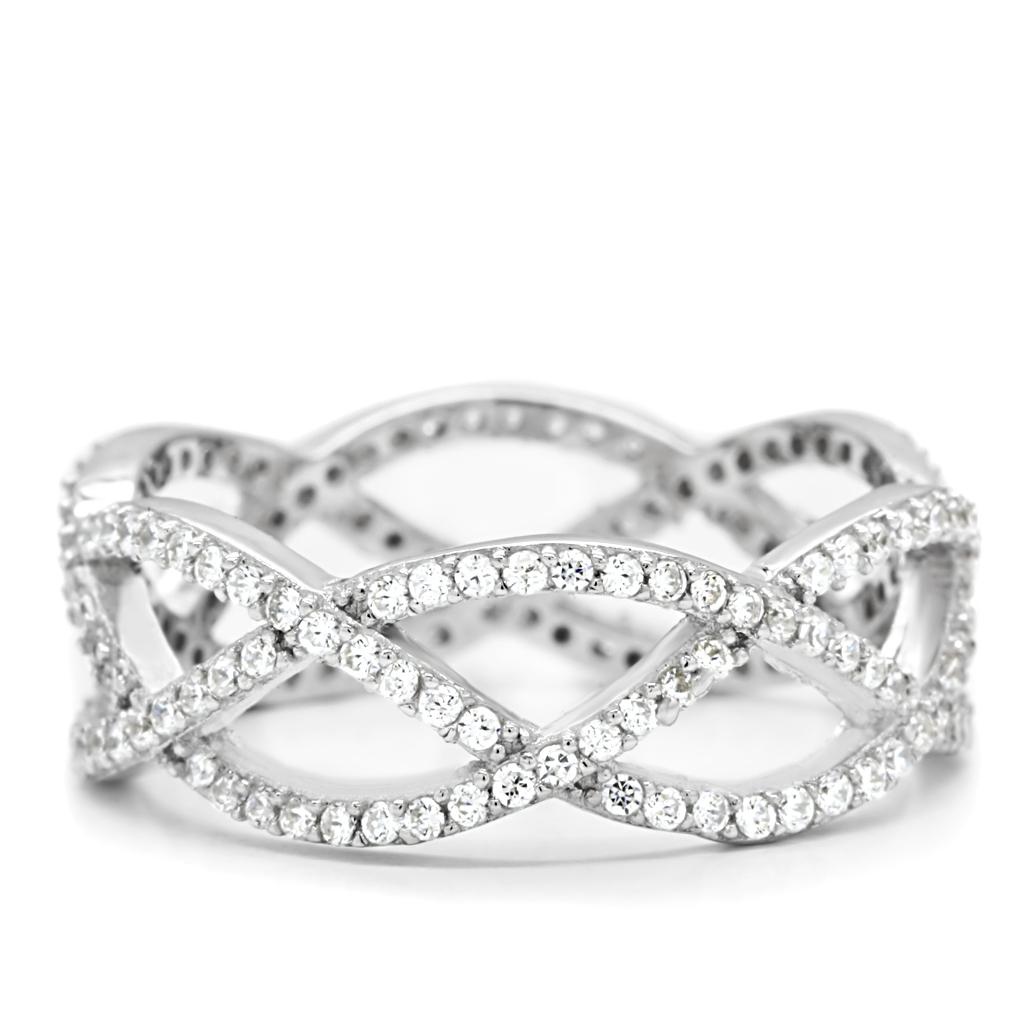 TS007 - Rhodium 925 Sterling Silver Ring with AAA Grade CZ  in Clear LuxuryLifeWay Online Store