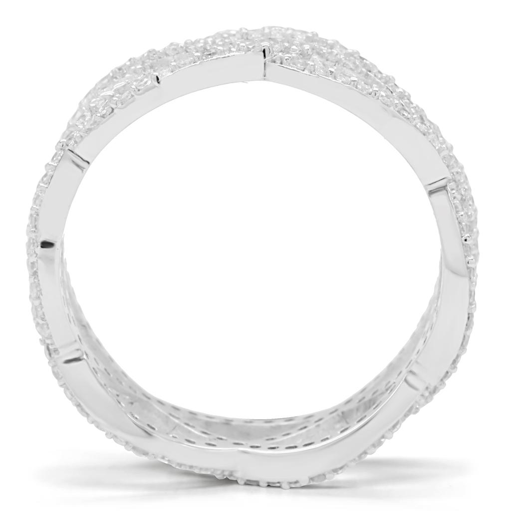 TS007 - Rhodium 925 Sterling Silver Ring with AAA Grade CZ  in Clear LuxuryLifeWay Online Store