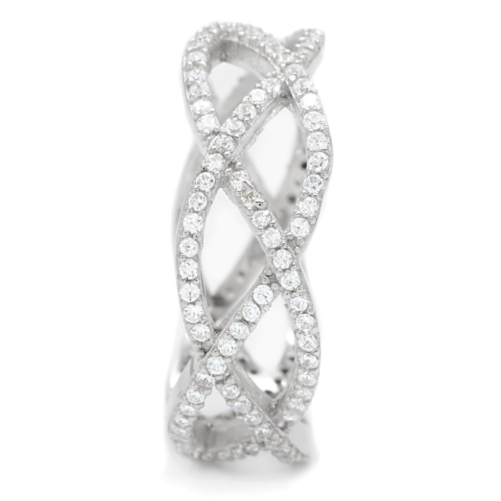 TS007 - Rhodium 925 Sterling Silver Ring with AAA Grade CZ  in Clear LuxuryLifeWay Online Store