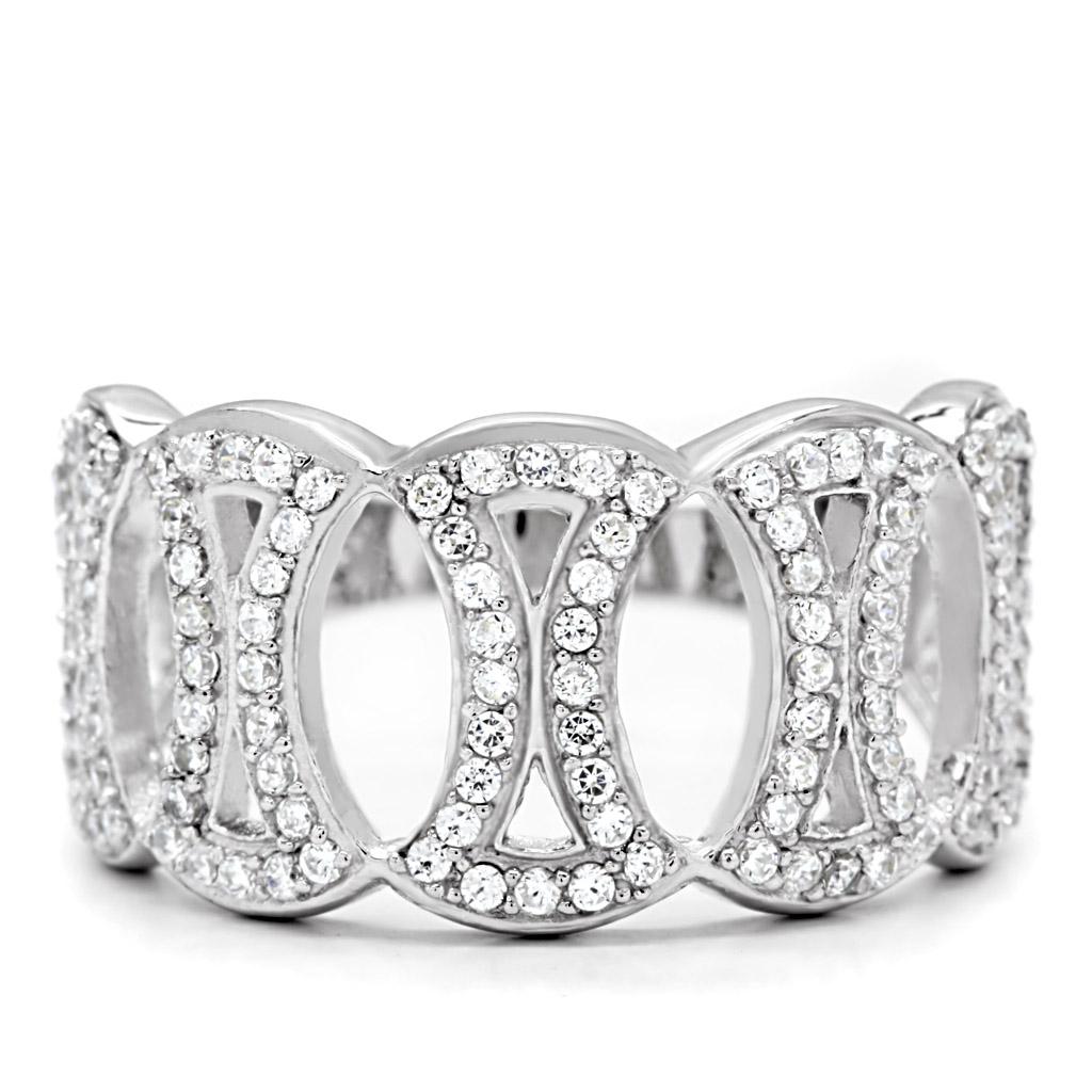 TS009 - Rhodium 925 Sterling Silver Ring with AAA Grade CZ  in Clear LuxuryLifeWay Online Store