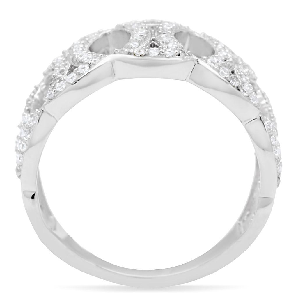 TS009 - Rhodium 925 Sterling Silver Ring with AAA Grade CZ  in Clear LuxuryLifeWay Online Store
