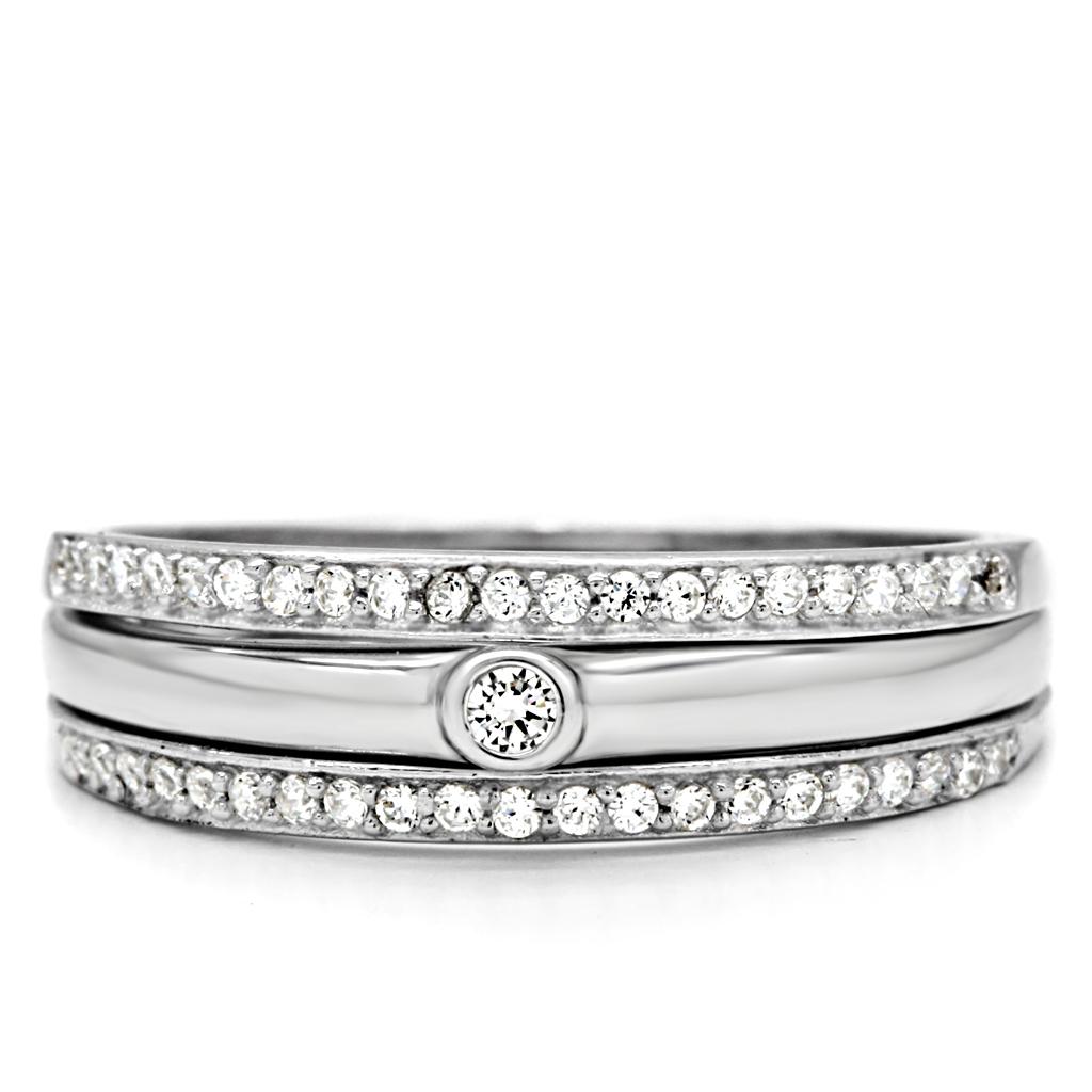 TS013 - Rhodium 925 Sterling Silver Ring with AAA Grade CZ  in Clear LuxuryLifeWay Online Store