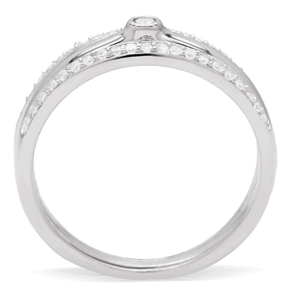 TS013 - Rhodium 925 Sterling Silver Ring with AAA Grade CZ  in Clear LuxuryLifeWay Online Store