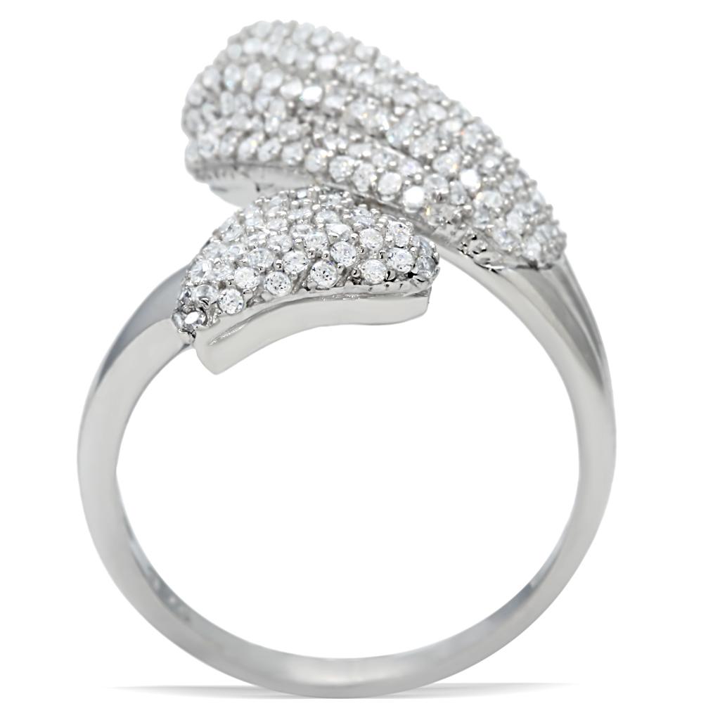 TS014 - Rhodium 925 Sterling Silver Ring with AAA Grade CZ  in Clear LuxuryLifeWay Online Store