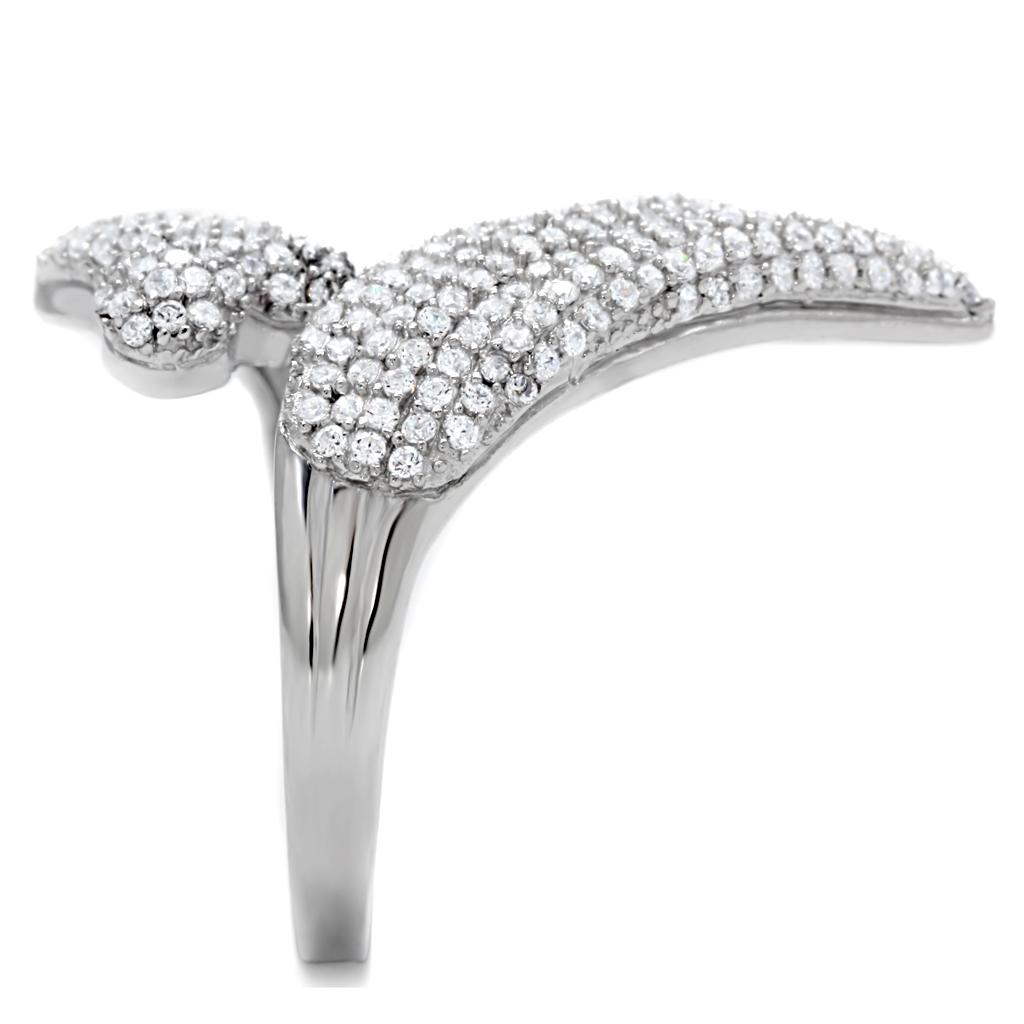 TS014 - Rhodium 925 Sterling Silver Ring with AAA Grade CZ  in Clear LuxuryLifeWay Online Store