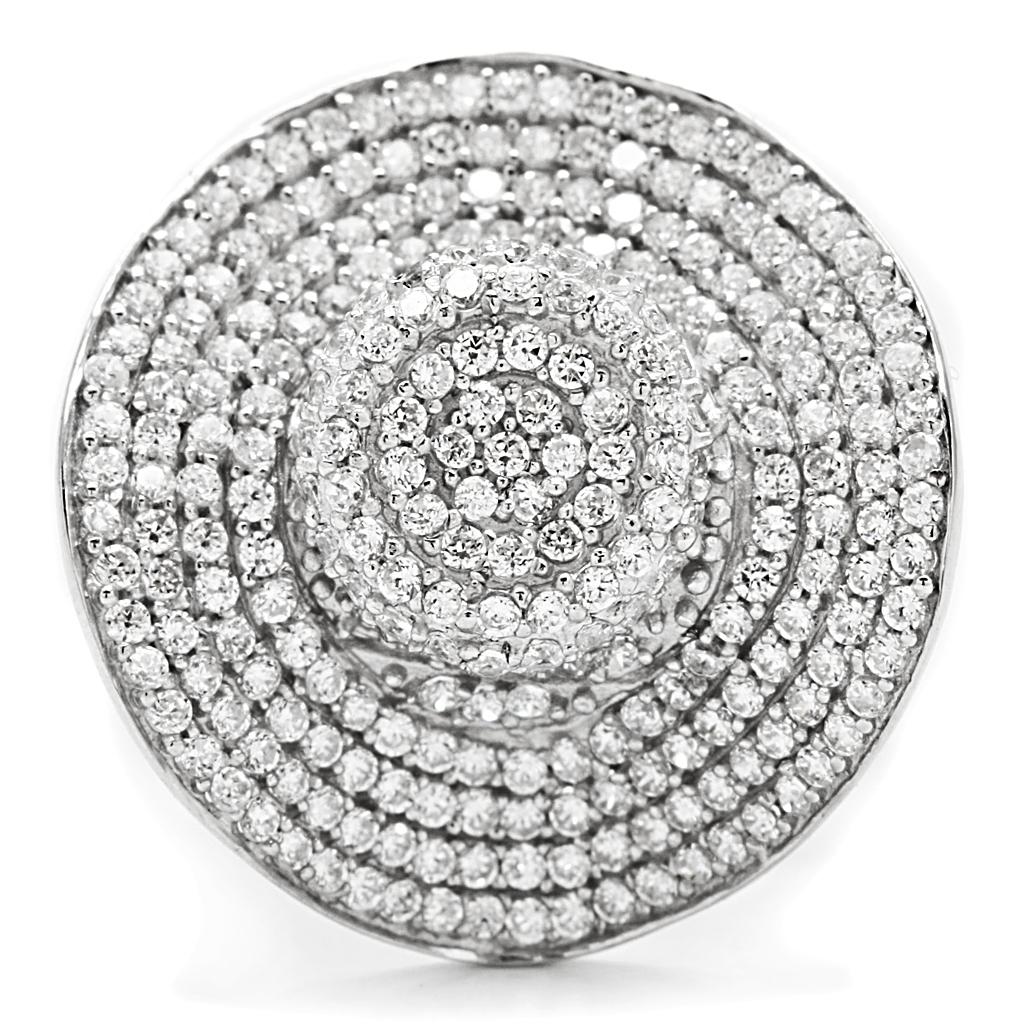 TS015 - Rhodium 925 Sterling Silver Ring with AAA Grade CZ  in Clear LuxuryLifeWay Online Store