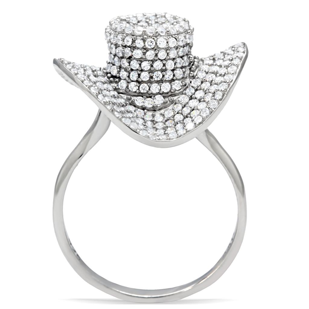 TS015 - Rhodium 925 Sterling Silver Ring with AAA Grade CZ  in Clear LuxuryLifeWay Online Store