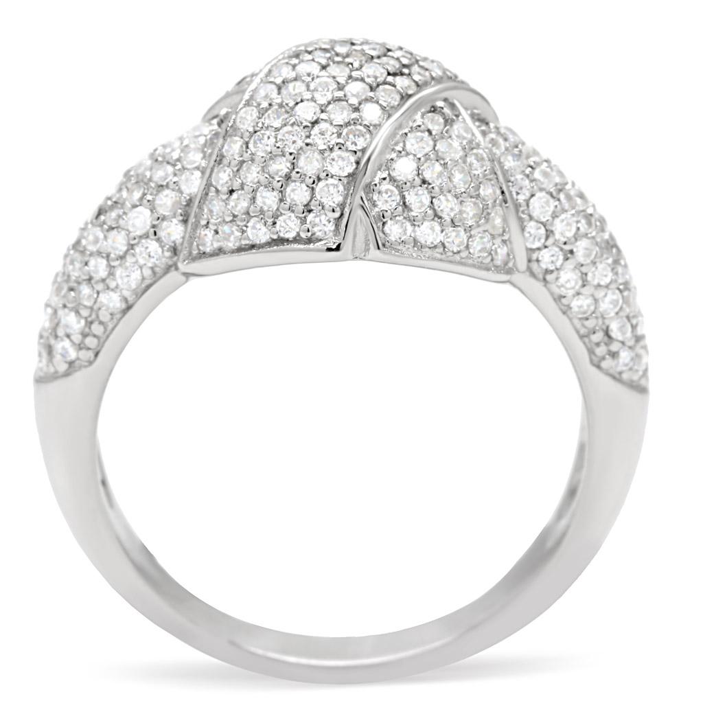 TS016 - Rhodium 925 Sterling Silver Ring with AAA Grade CZ  in Clear LuxuryLifeWay Online Store