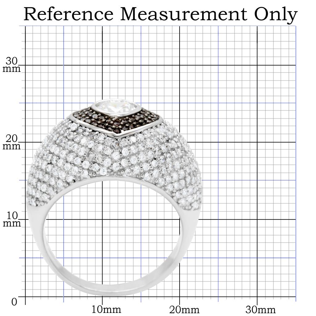 TS022 - Rhodium + Ruthenium 925 Sterling Silver Ring with AAA Grade CZ  in Brown LuxuryLifeWay Online Store