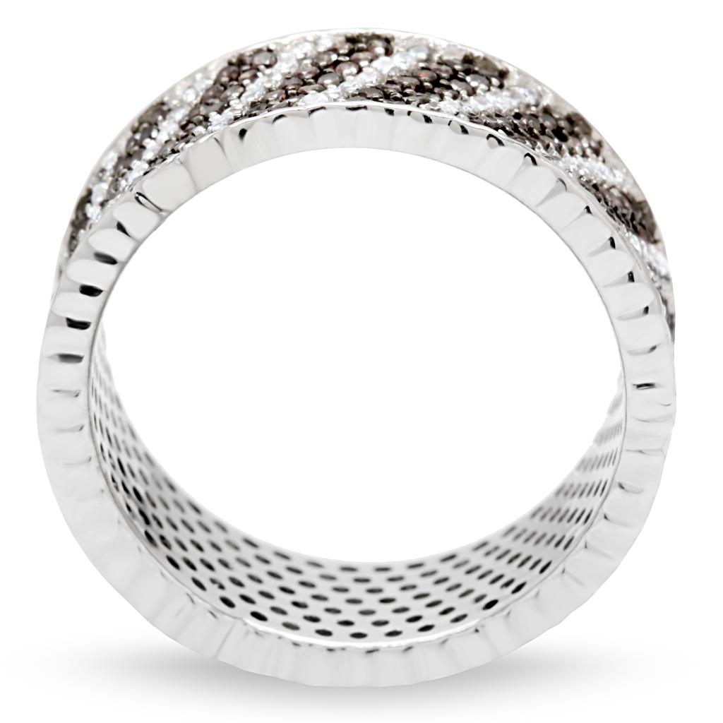 TS023 - Rhodium + Ruthenium 925 Sterling Silver Ring with AAA Grade CZ  in Brown LuxuryLifeWay Online Store