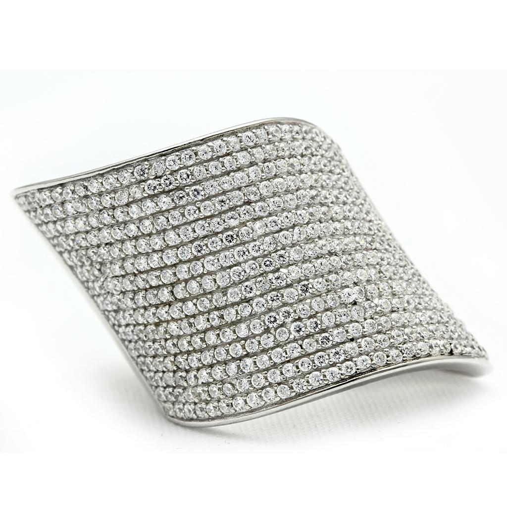 TS027 - Rhodium 925 Sterling Silver Ring with AAA Grade CZ  in Clear LuxuryLifeWay Online Store