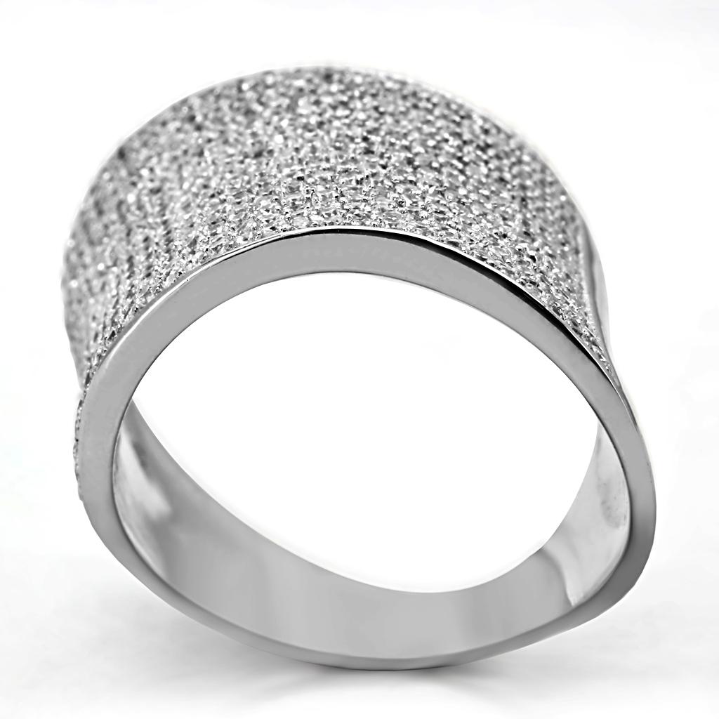 TS027 - Rhodium 925 Sterling Silver Ring with AAA Grade CZ  in Clear LuxuryLifeWay Online Store