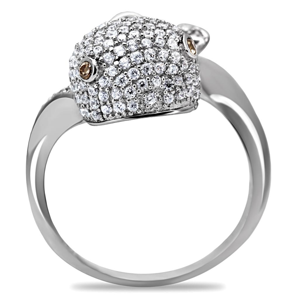 TS031 - Rhodium 925 Sterling Silver Ring with AAA Grade CZ  in Brown LuxuryLifeWay Online Store
