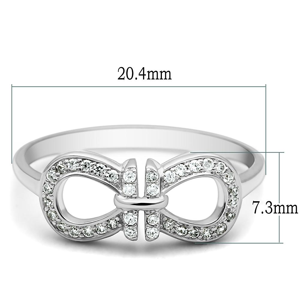 TS047 - Rhodium 925 Sterling Silver Ring with AAA Grade CZ  in Clear LuxuryLifeWay Online Store