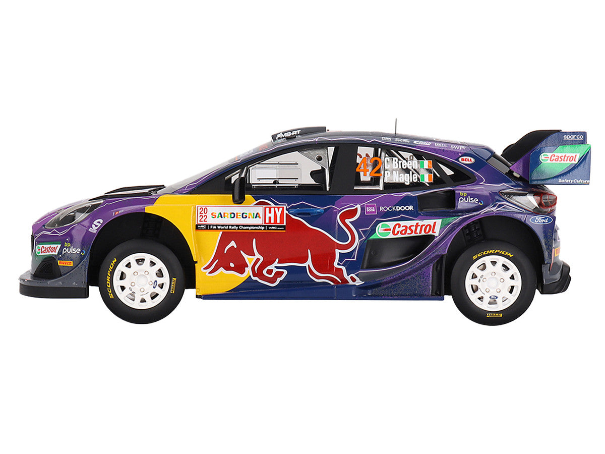 Ford Puma Rally1 #42 Craig Breen - Paul Nagle "M-Sport Ford WRT" 2nd Place "Rally Italia Sardegna" (2022) 1/18 Model Car by Top Speed LuxuryLifeWay Online Store