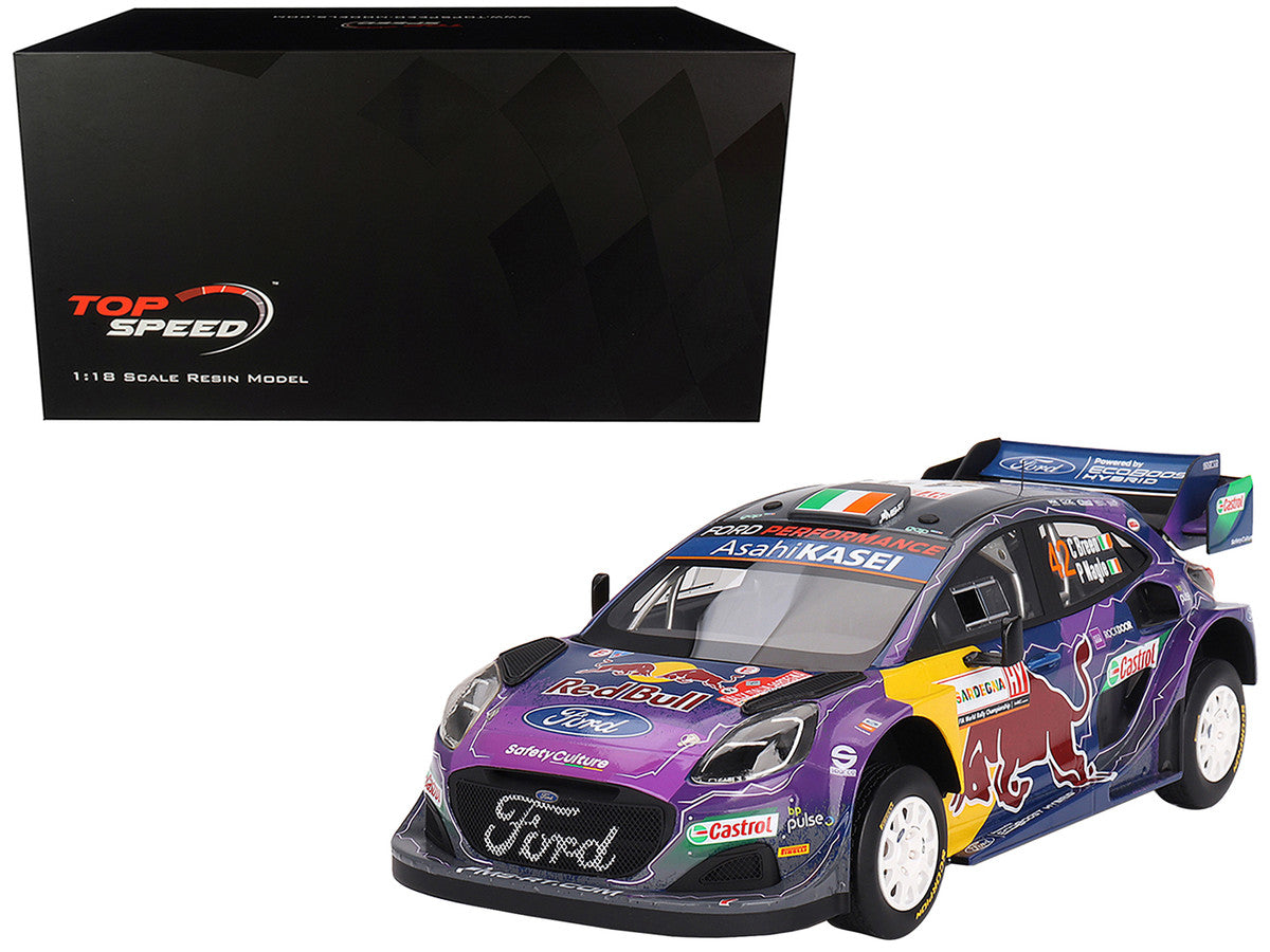 Ford Puma Rally1 #42 Craig Breen - Paul Nagle "M-Sport Ford WRT" 2nd Place "Rally Italia Sardegna" (2022) 1/18 Model Car by Top Speed LuxuryLifeWay Online Store