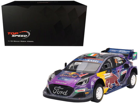 Ford Puma Rally1 #42 Craig Breen - Paul Nagle "M-Sport Ford WRT" 2nd Place "Rally Italia Sardegna" (2022) 1/18 Model Car by Top Speed LuxuryLifeWay Online Store