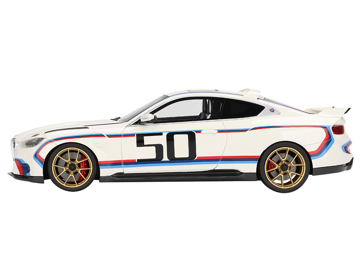 BMW M4 3.0 CSL #50 White with Blue and Red Stripes 1/18 Model Car by Top Speed LuxuryLifeWay Online Store