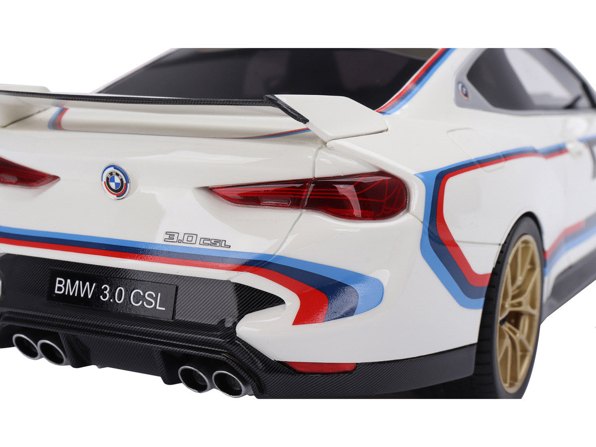 BMW M4 3.0 CSL #50 White with Blue and Red Stripes 1/18 Model Car by Top Speed LuxuryLifeWay Online Store
