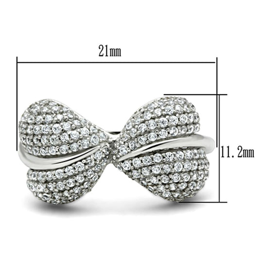 TS050 - Rhodium 925 Sterling Silver Ring with AAA Grade CZ  in Clear LuxuryLifeWay Online Store