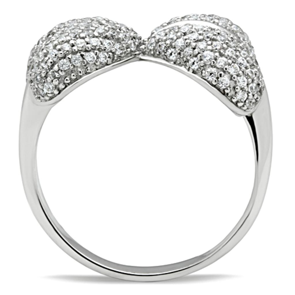 TS050 - Rhodium 925 Sterling Silver Ring with AAA Grade CZ  in Clear LuxuryLifeWay Online Store